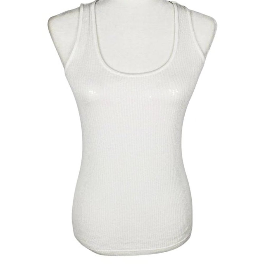 Apt. 9 Sequin Tank Top White Women's Small Party Kohl's Stretch Cocktail